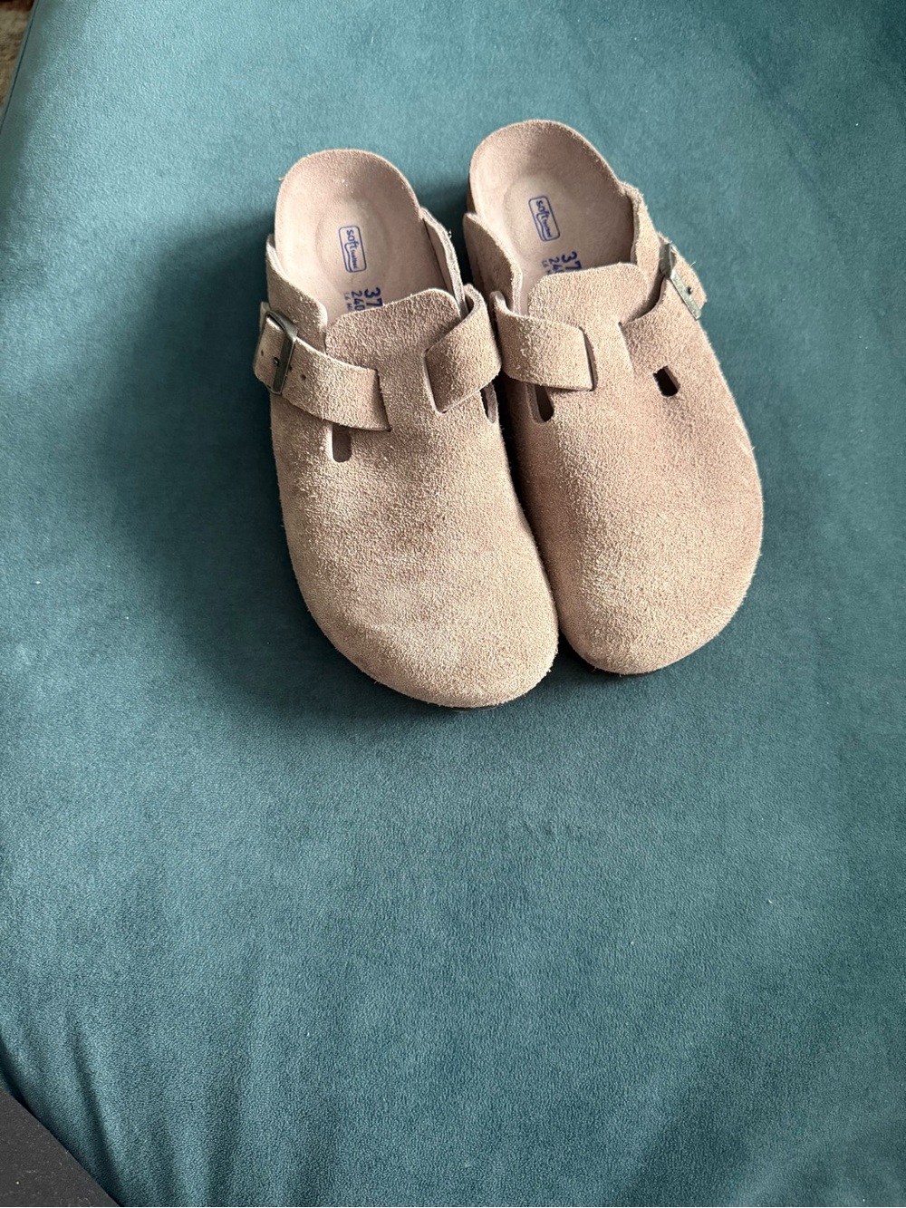 Birkenstock Suede Clogs in Light Taupe